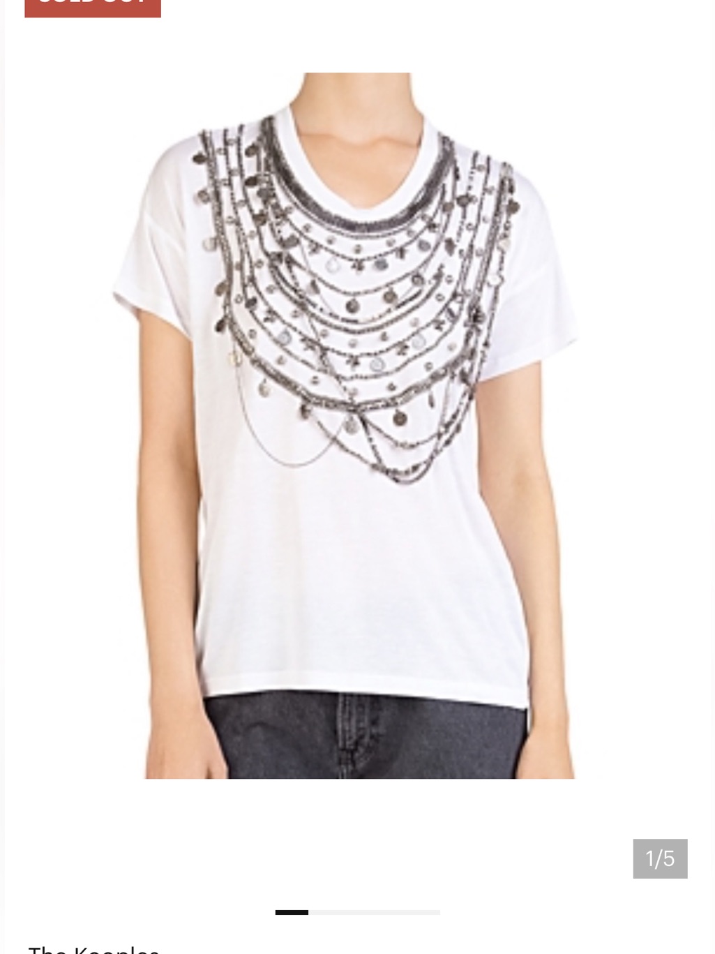 The Kooples Black Embellished Necklace-Print T-Shirt